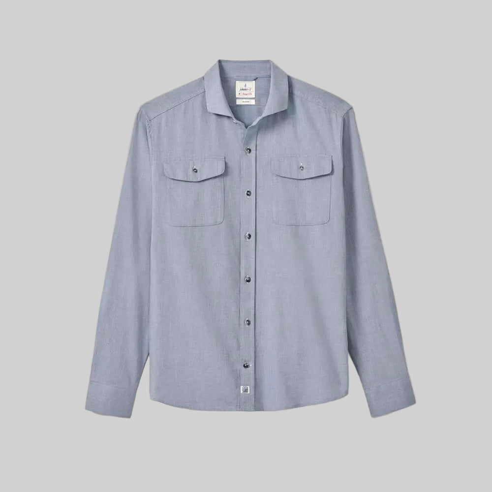 Light blue button-up shirt on a light background