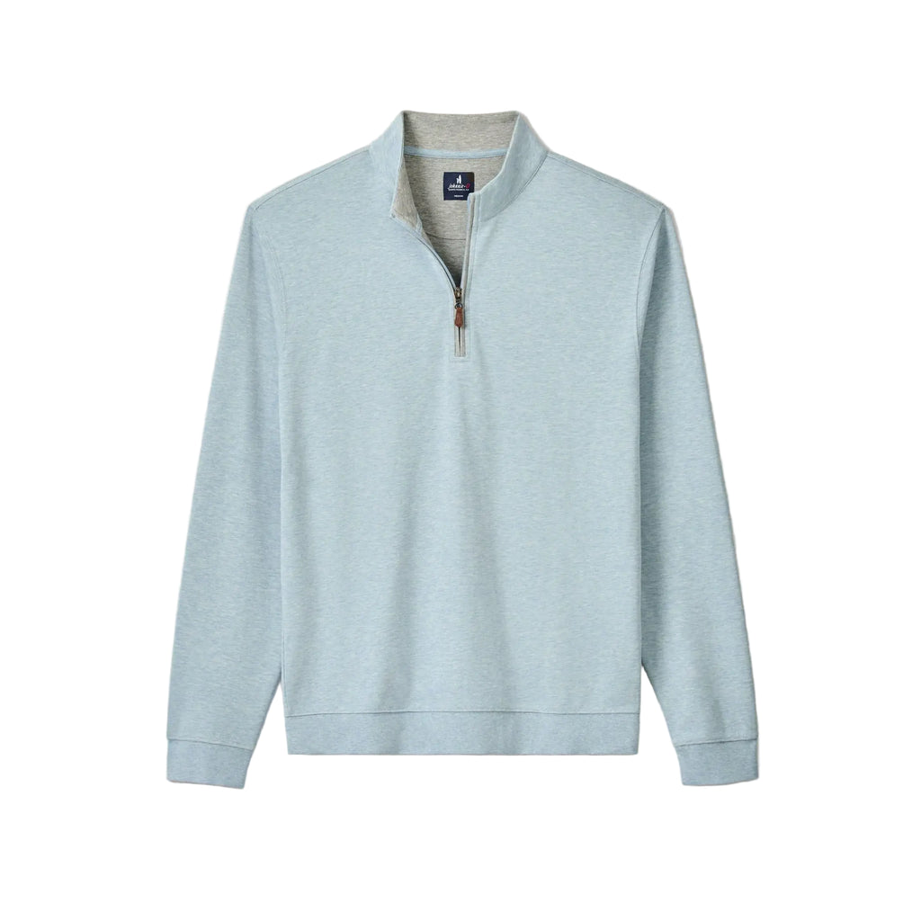 Light blue pullover with a zipper on a white background