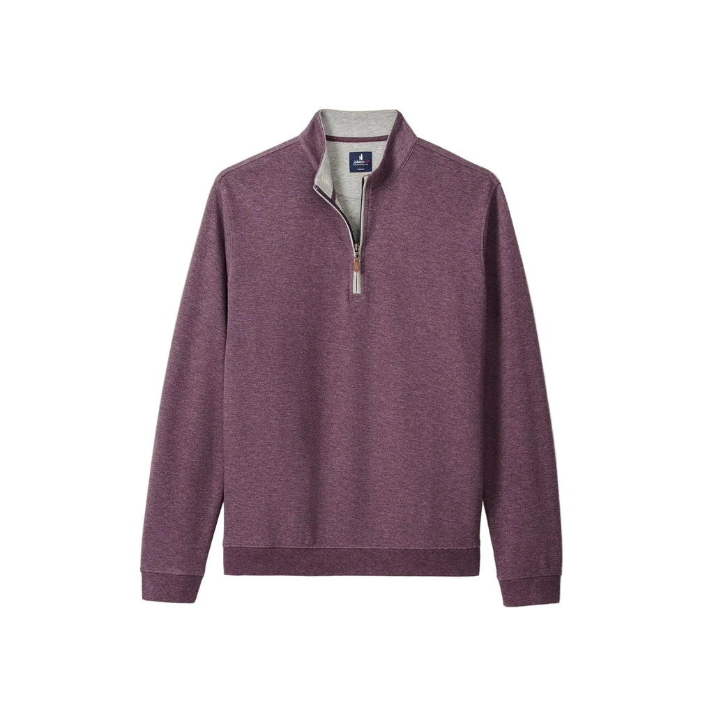 Purple quarter-zip sweater on a white background
