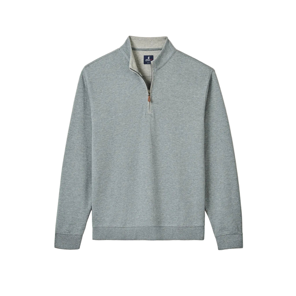 Gray quarter-zip sweatshirt on a white background